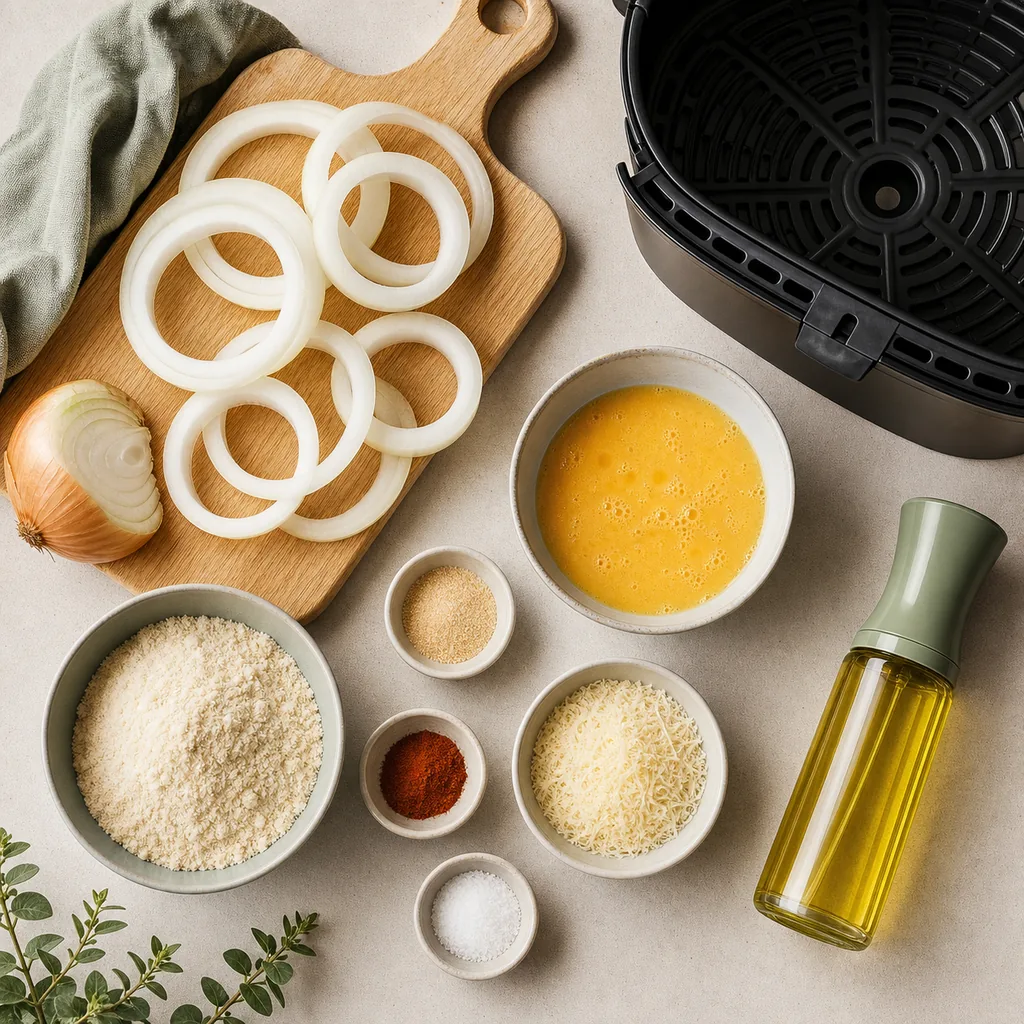 Ingredients for almond flour keto onion rings