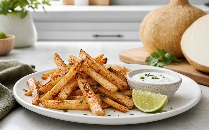 Crispy air fryer jicama fries
