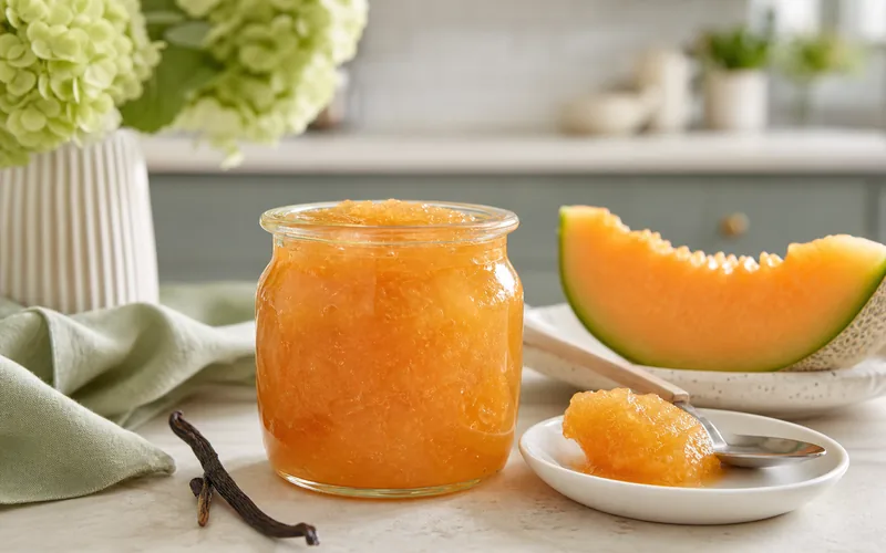 Sugar-free cantaloupe vanilla jam