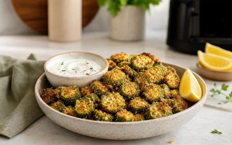 Crispy keto air fryer okra bites