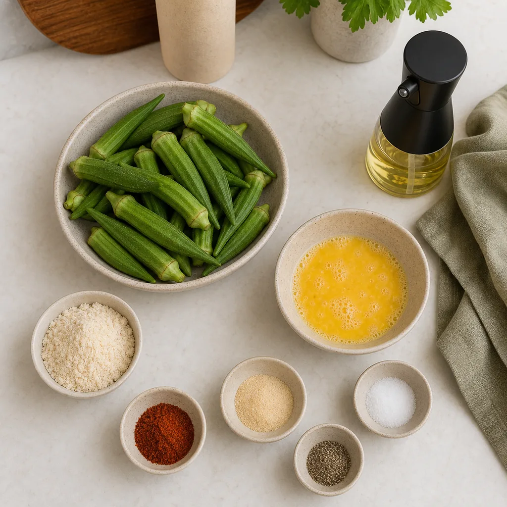 Ingredients for keto air fryer okra bites