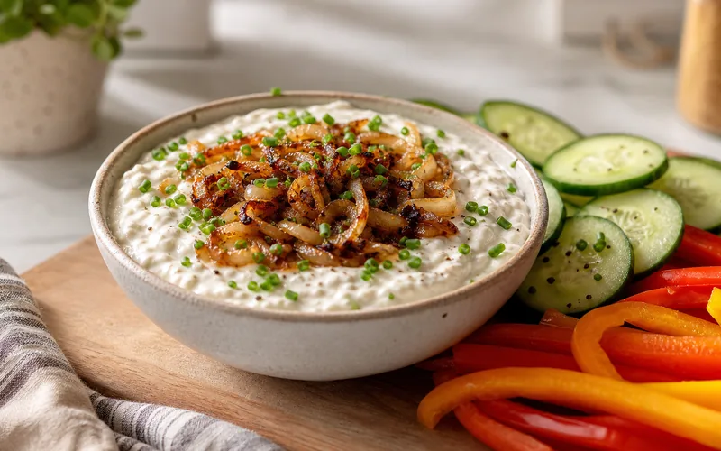 High-protein cottage cheese French onion dip