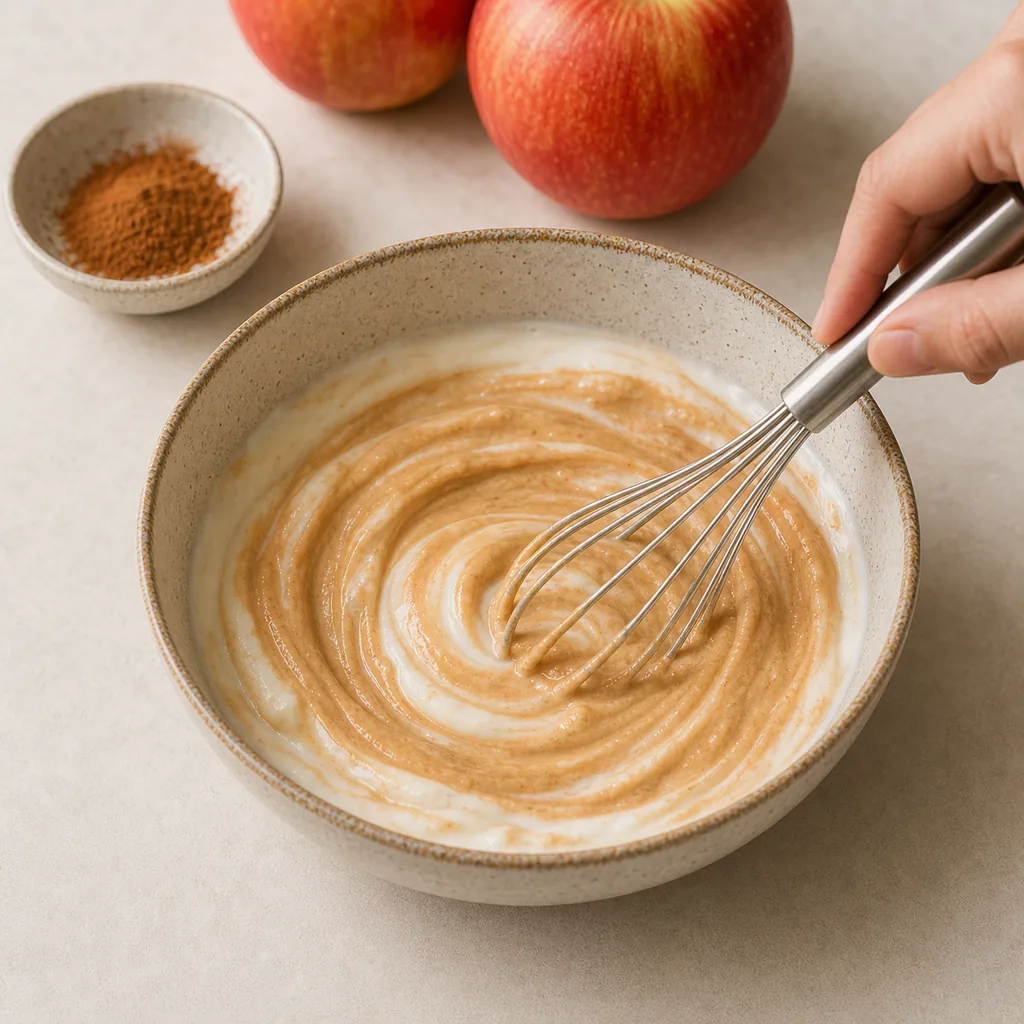 Greek yogurt and peanut butter whisked until smooth