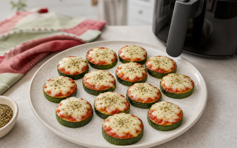 Crispy low carb air fryer zucchini pizza bites