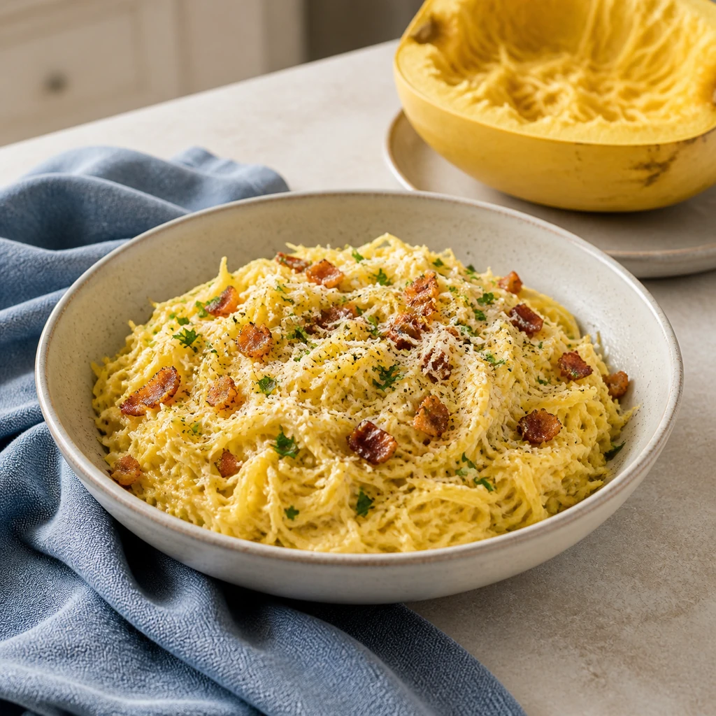Gluten-free spaghetti squash carbonara