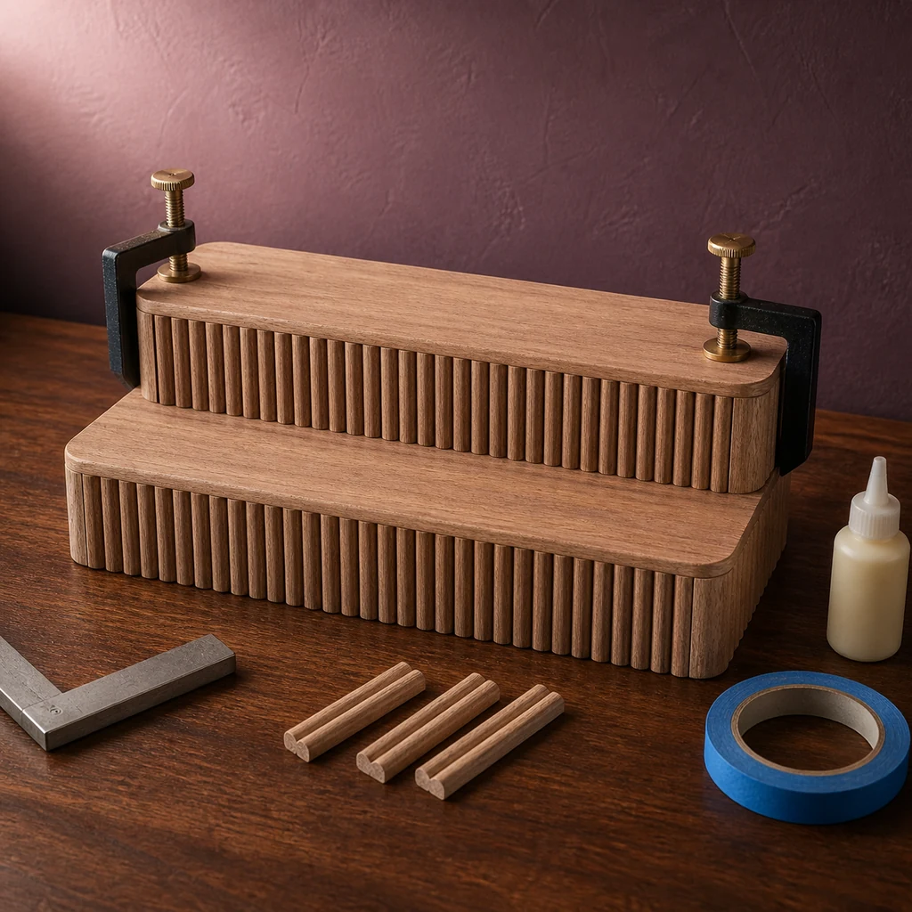Assemble and glue a two-tier fluted wooden stand