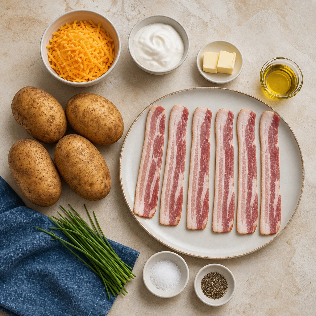 Ingredients for Cheese and Bacon Potato Rounds