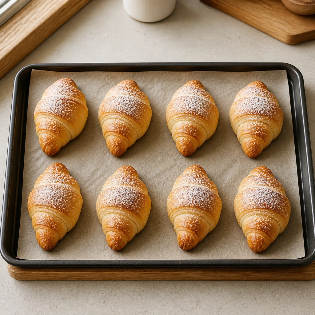 Eight golden cheesecake crescent rolls fresh from the oven