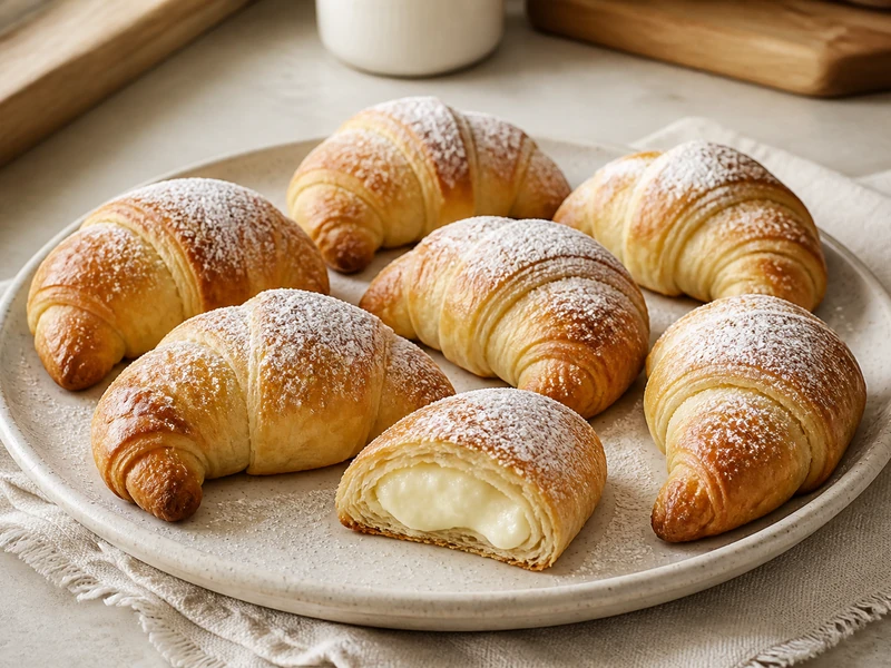 Golden cheesecake crescent rolls with creamy filling