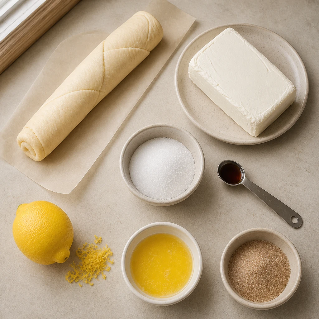 Ingredients for cheesecake crescent rolls