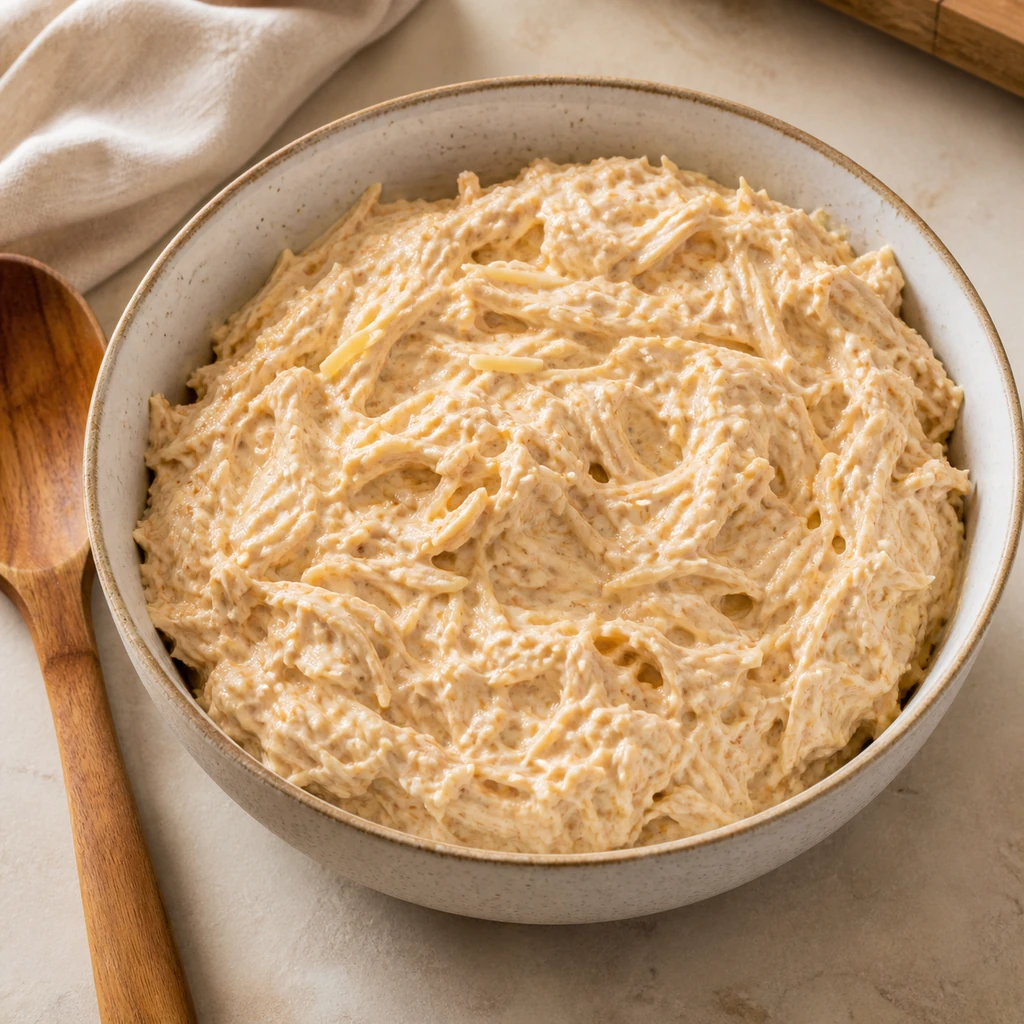 Creamy shredded chicken flauta filling