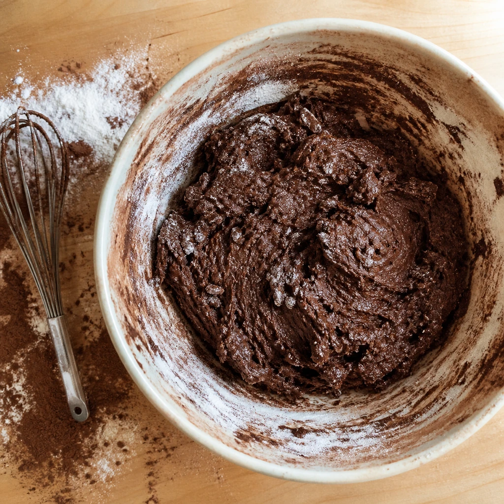 Chocolate cookie dough after dry ingredients are combined