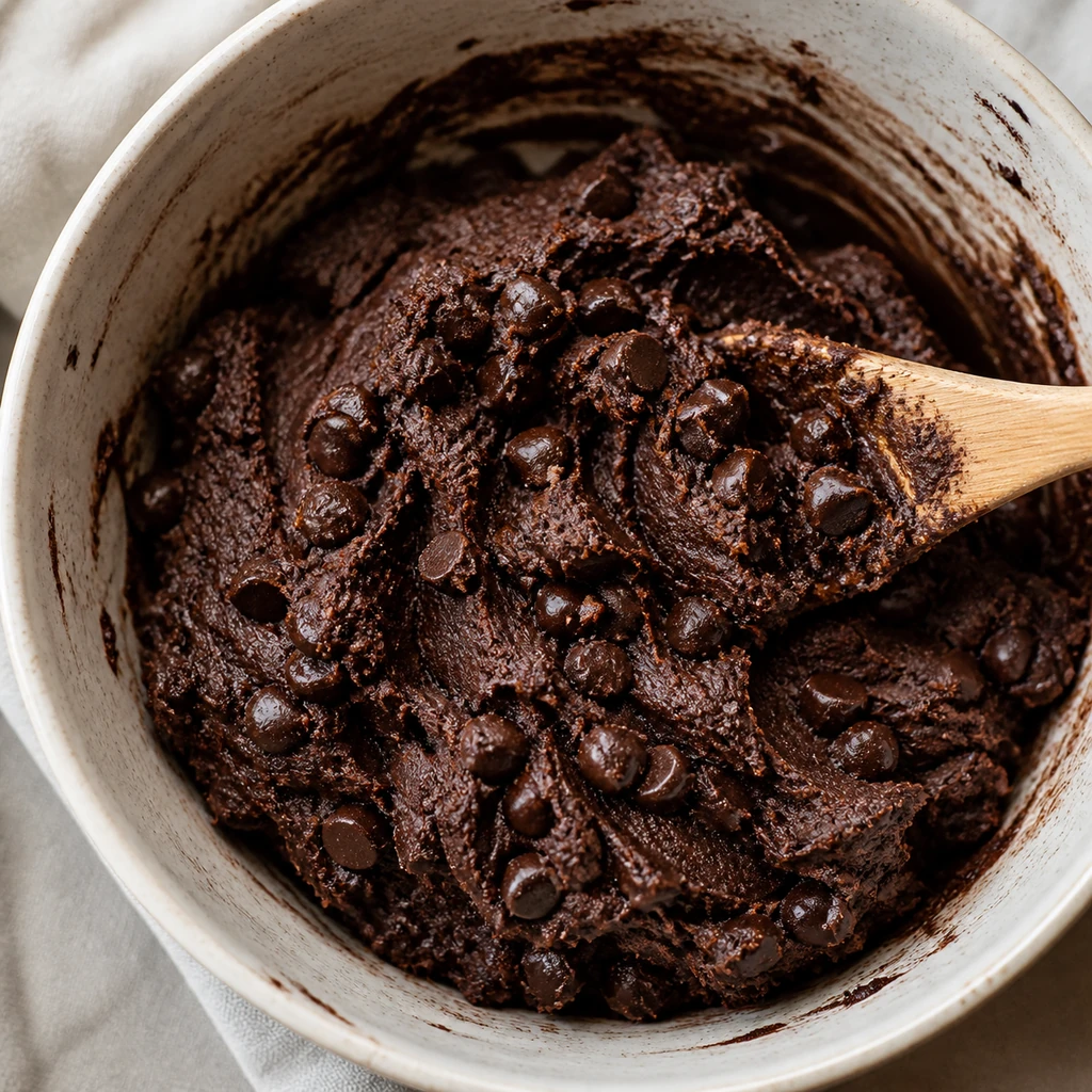 Chocolate chips folded into cookie dough