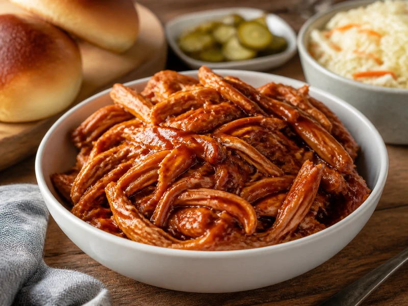 Crockpot BBQ Chicken served saucy and shredded