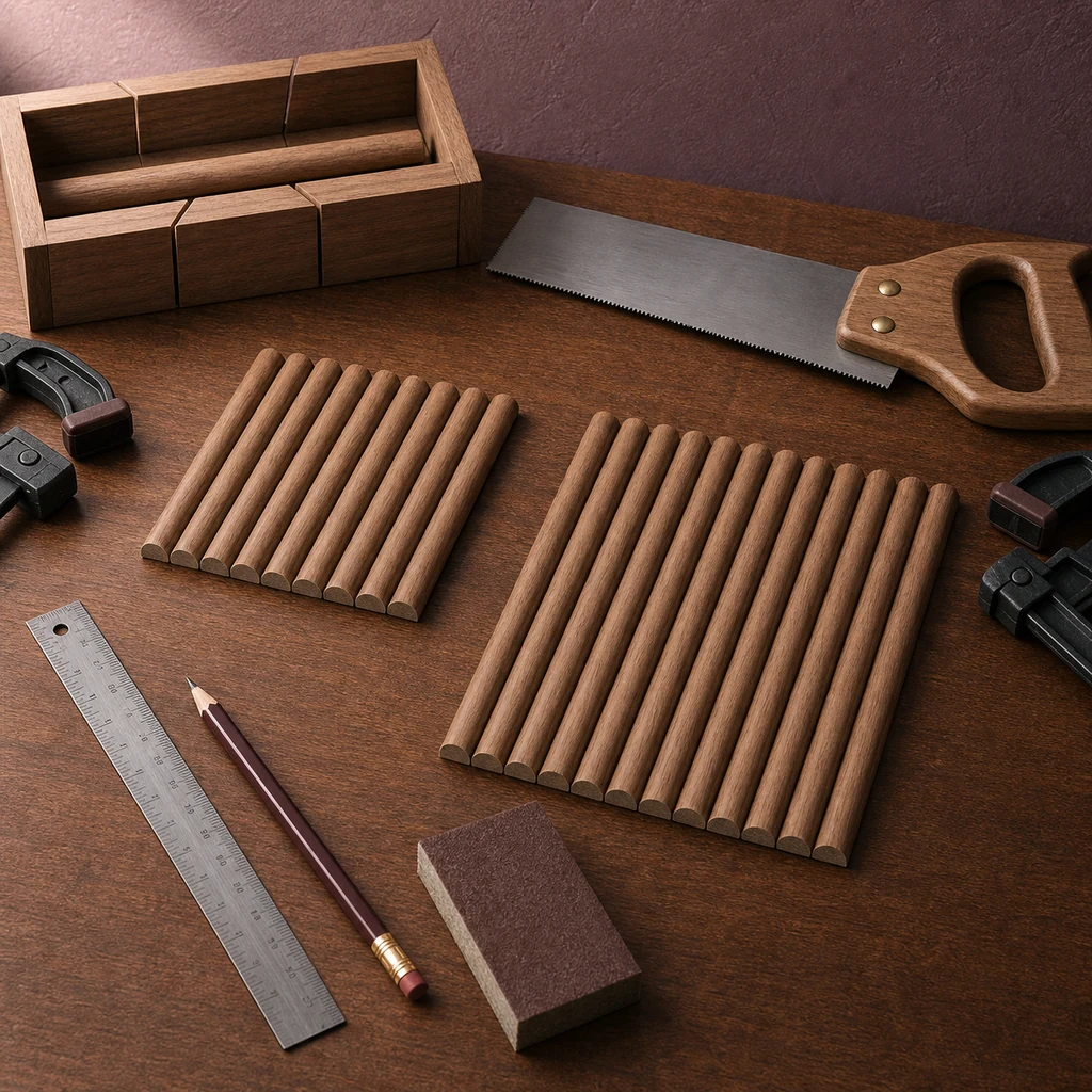 Cut half-round wood molding for fluted trim