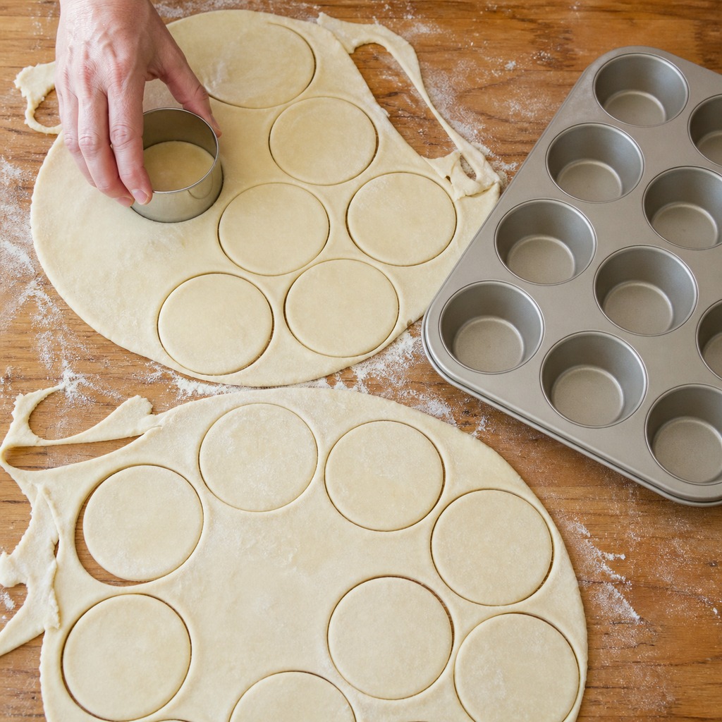 Round pie crust circles cut from refrigerated dough
