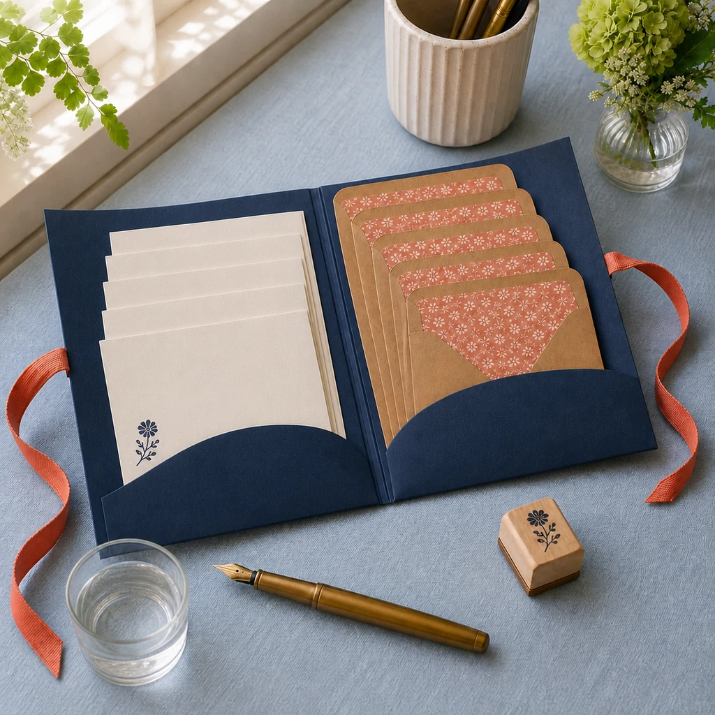 DIY pen pal stationery kit styled for letter writing