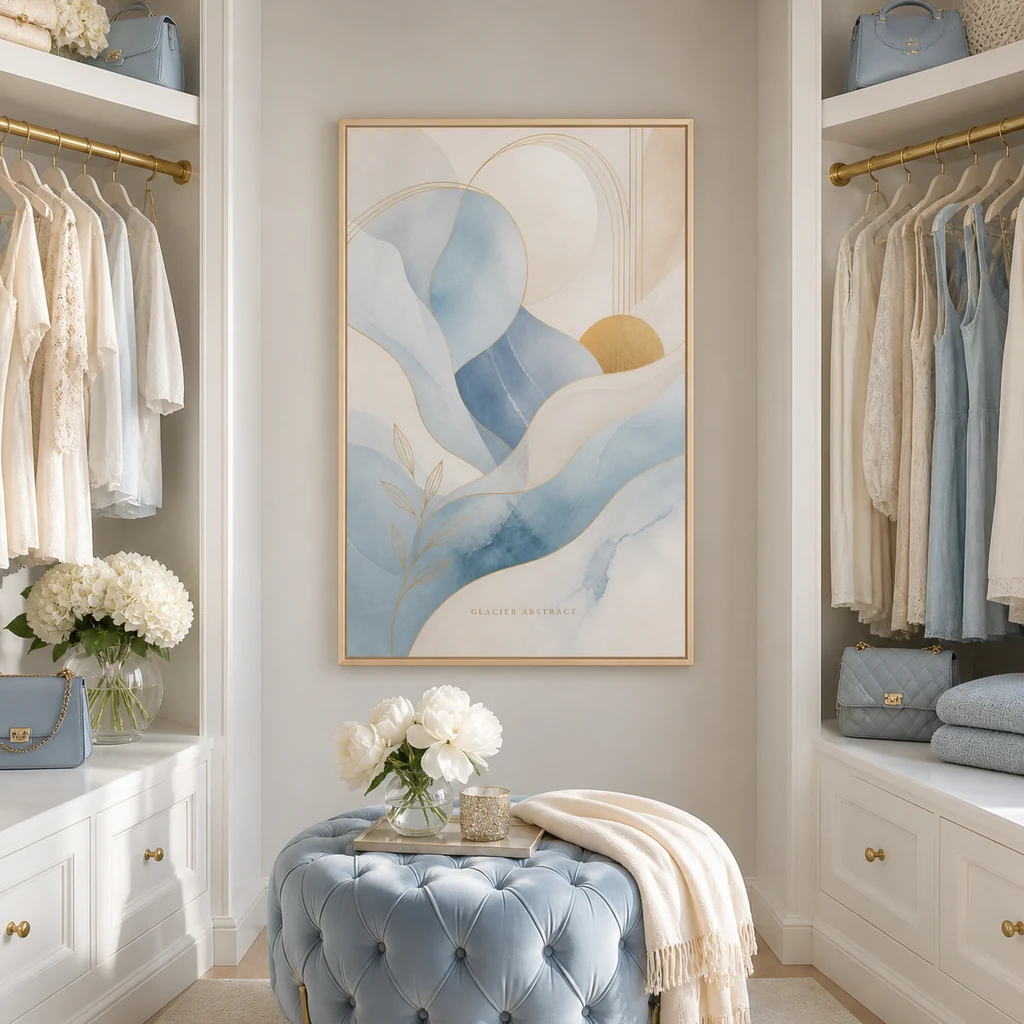 Glacier Abstract poster in a walk-in closet