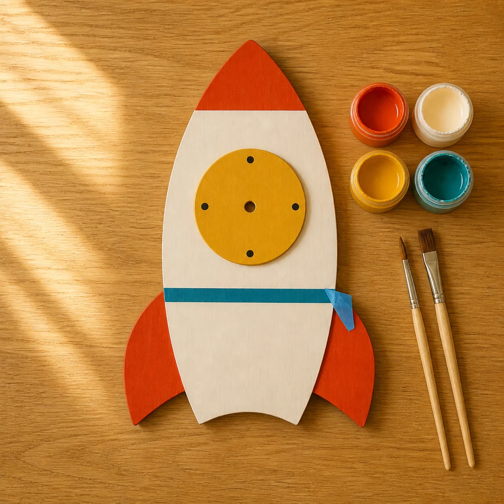 Paint a retro wooden rocket clock face