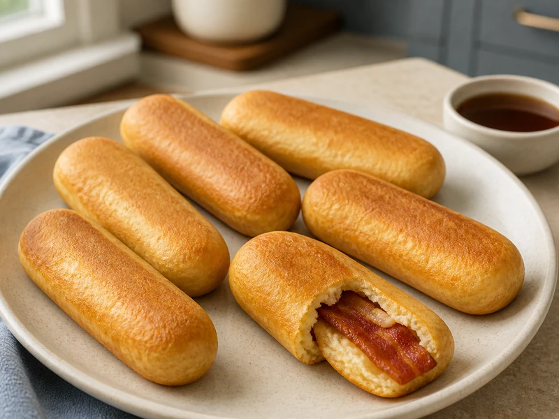 Pancake bacon dippers with real bacon and maple syrup