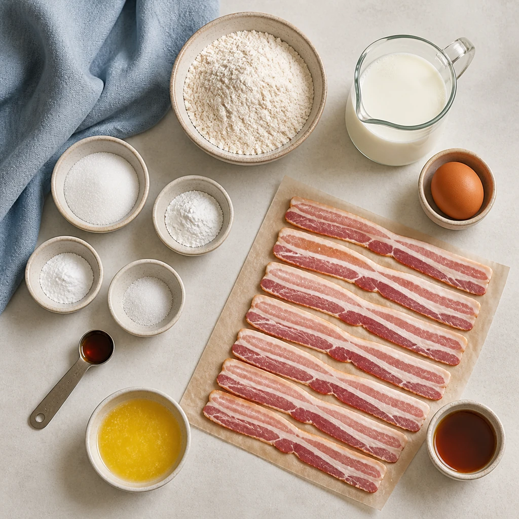 Ingredients for pancake bacon dippers