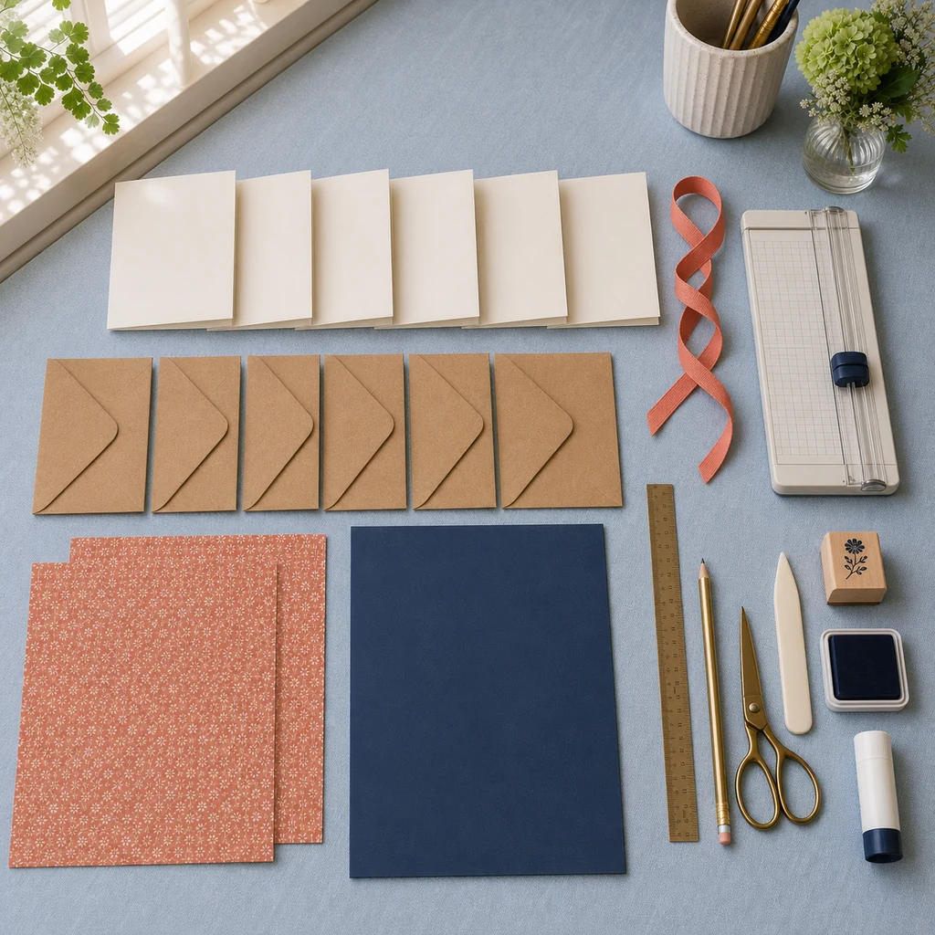 Materials for a handmade pen pal stationery set