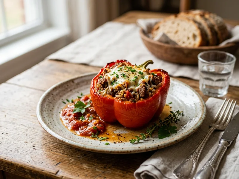A beautiful plate of slow cooker stuffed peppers
