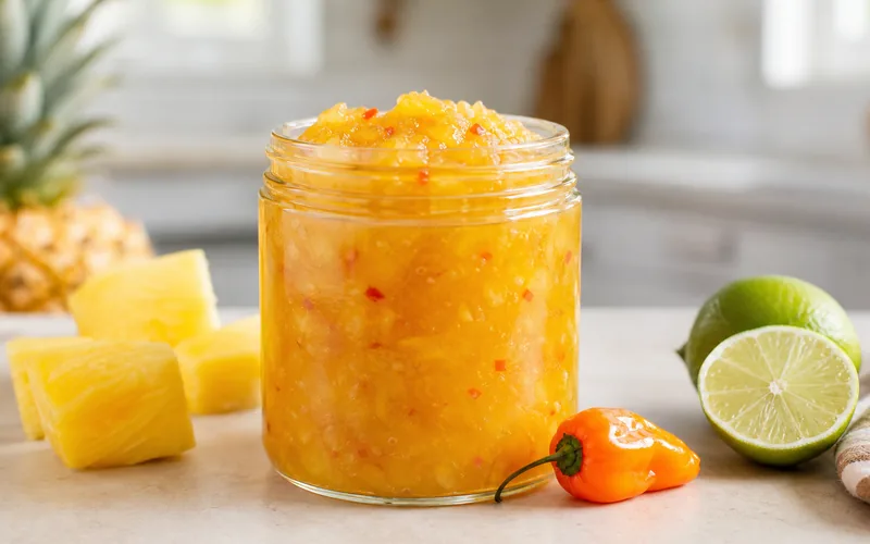 Sugar-free pineapple habanero jam