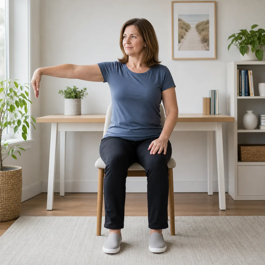 Gentle open phase of a seated ulnar nerve glide
