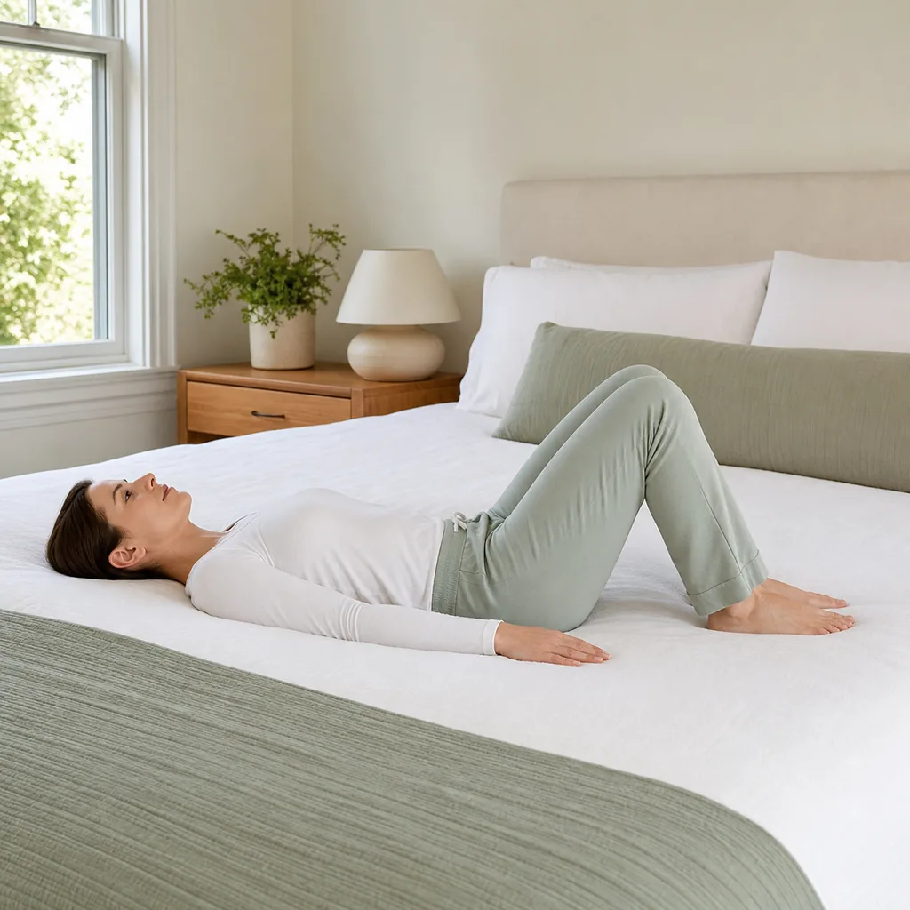 Supported starting position for gentle bed mobility