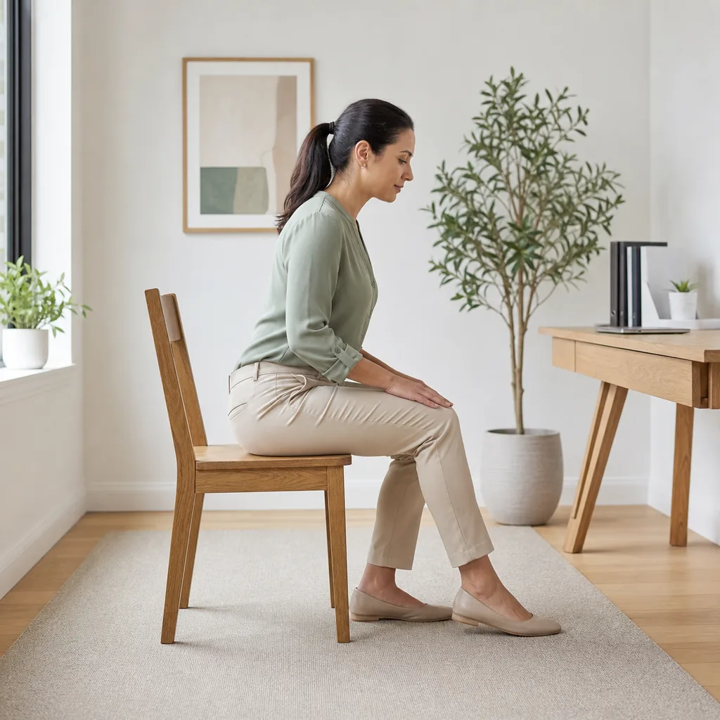 Staggered seated position with a small supported hip hinge