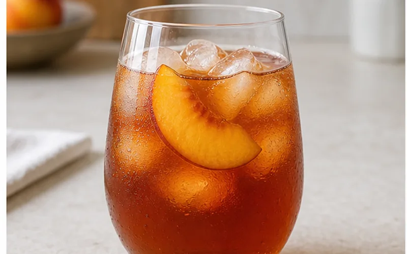 Cold-brew peach rooibos iced tea