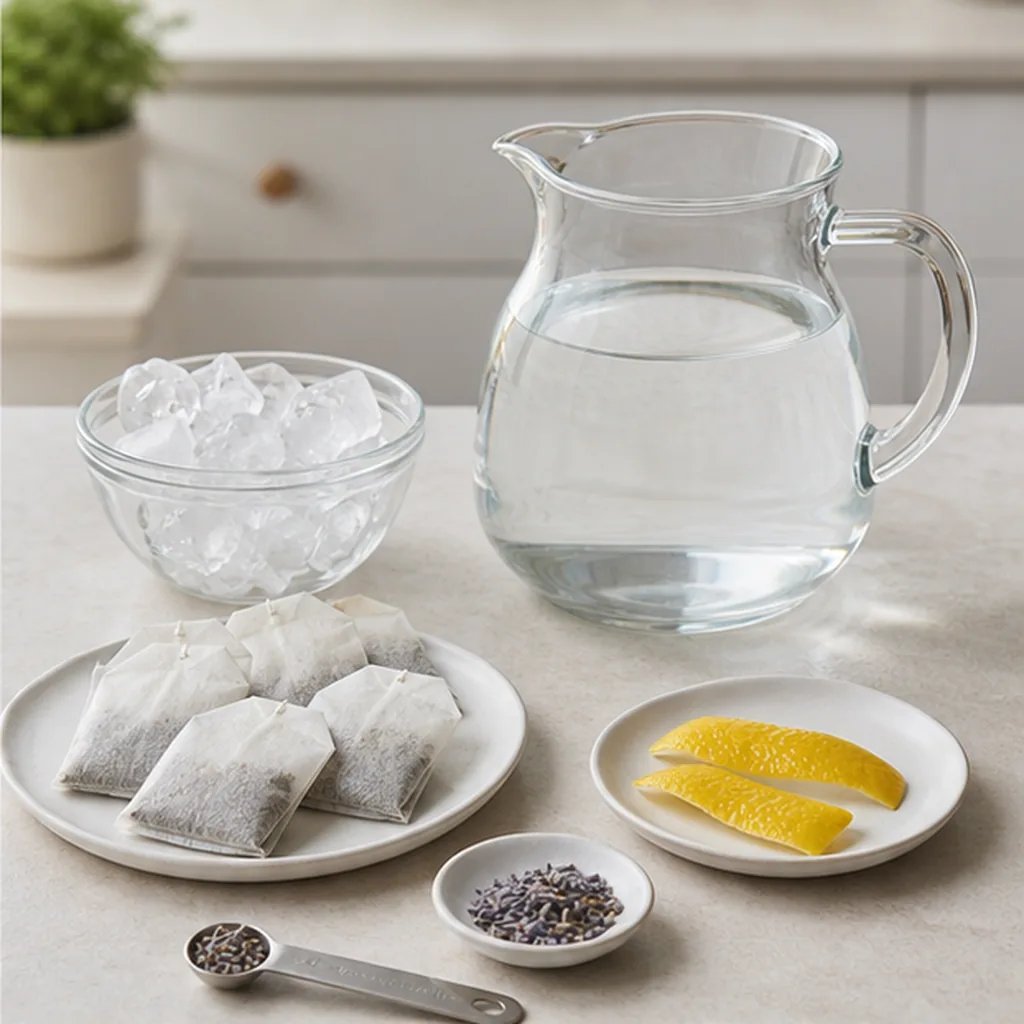 Ingredients for chamomile lavender cold-brew tea