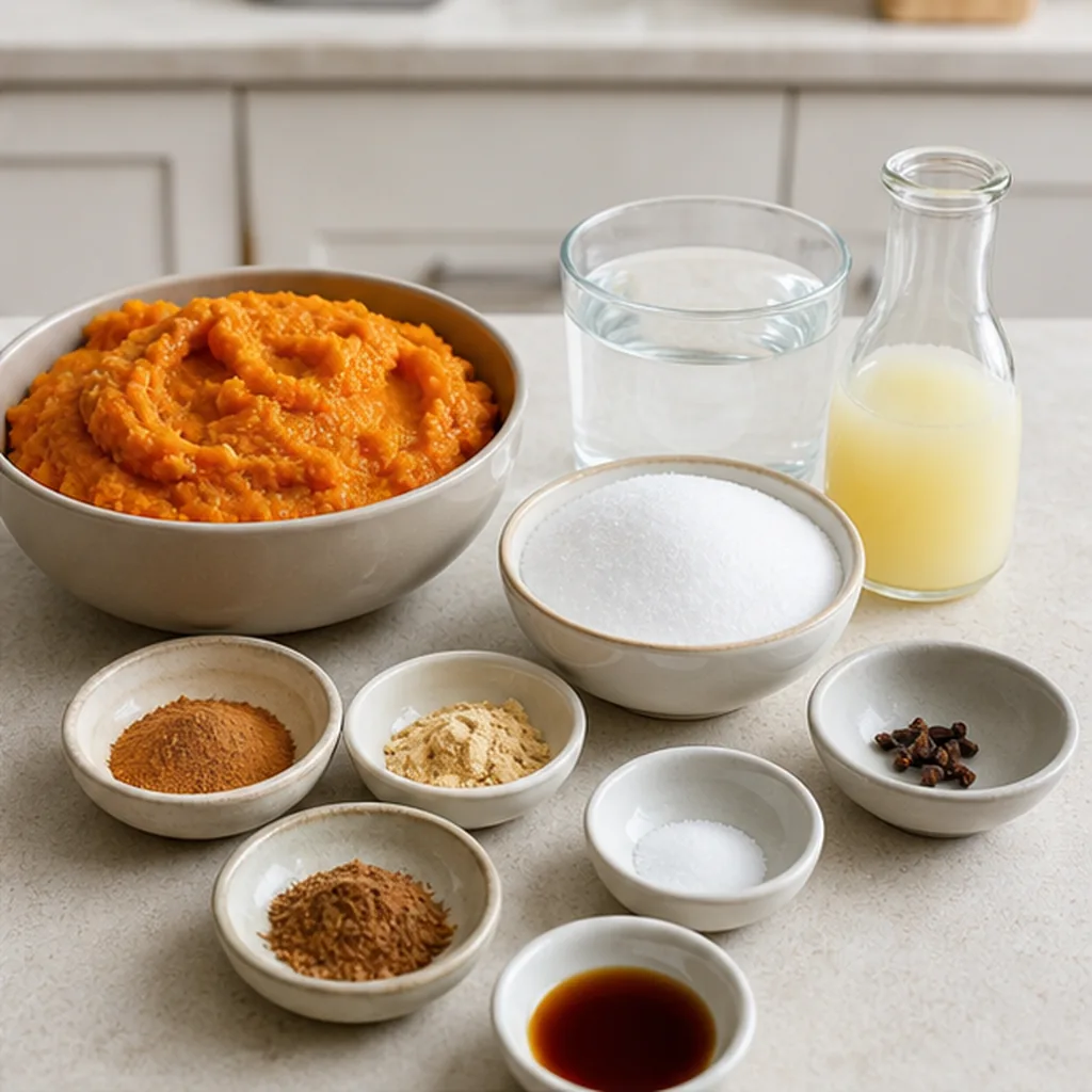 Ingredients for sugar-free pumpkin butter