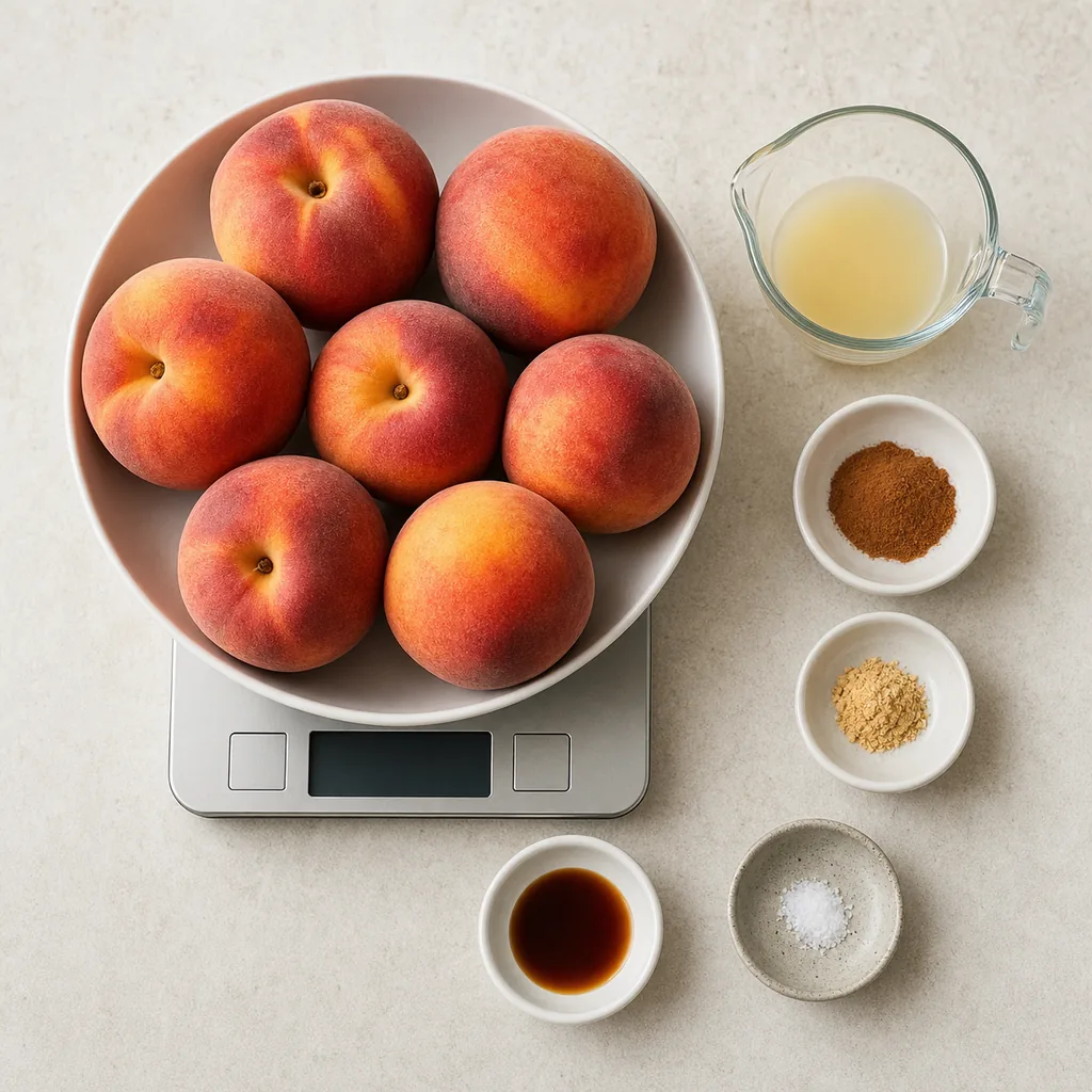 Ingredients for no-added-sugar peach butter