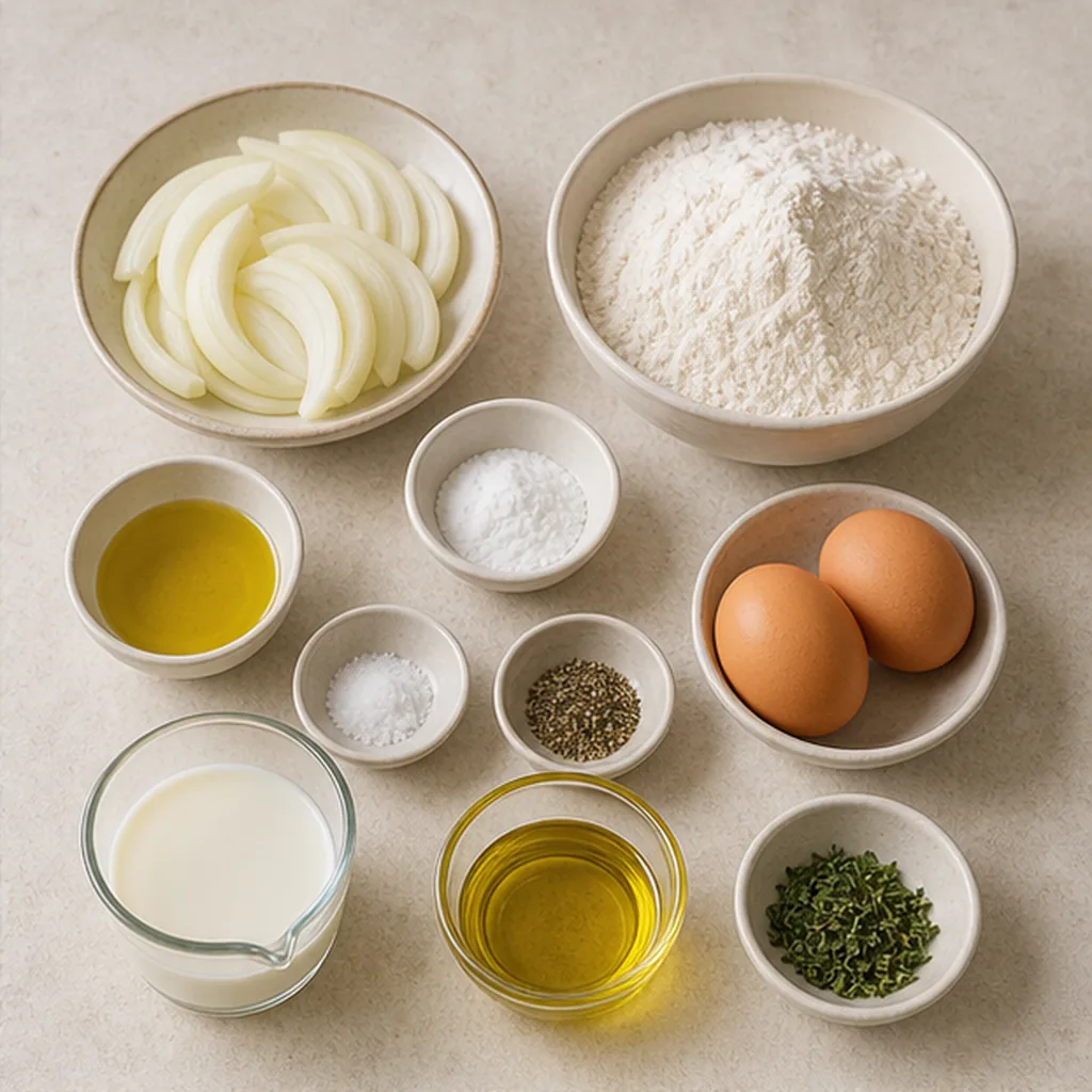 Ingredients for onion thyme quick bread