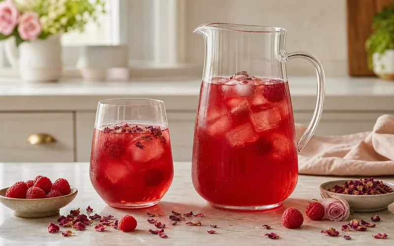 Unsweetened cold-brew raspberry rose iced tea