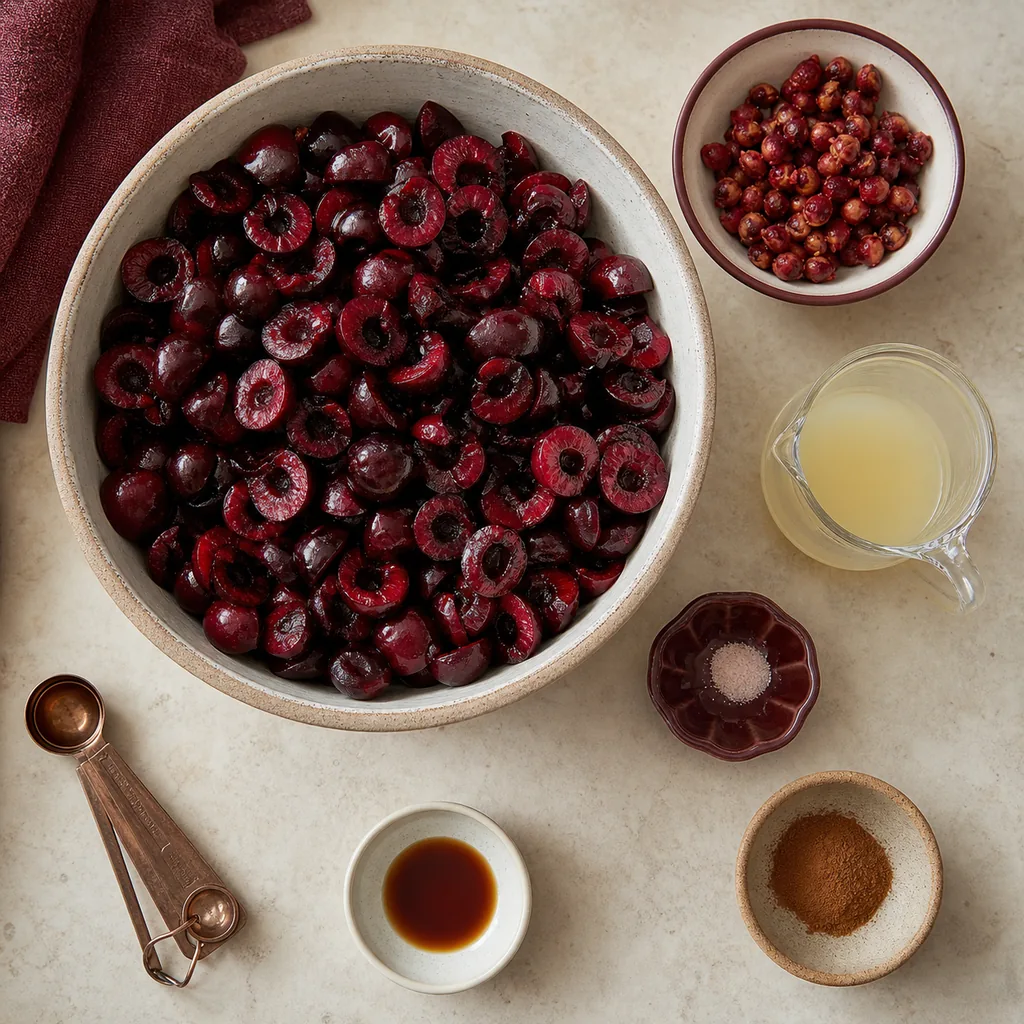 Measured ingredients for no-added-sugar cherry butter
