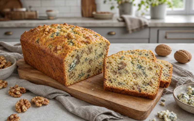 Savory walnut and blue cheese quick bread