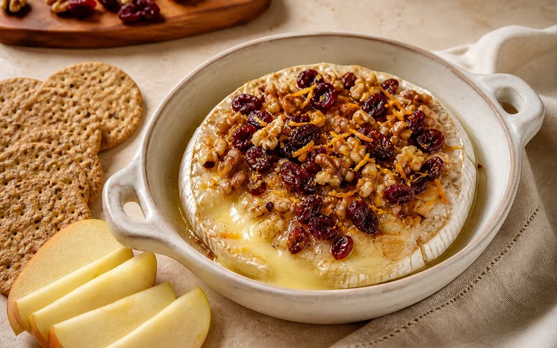 Baked Brie with cranberries and walnuts