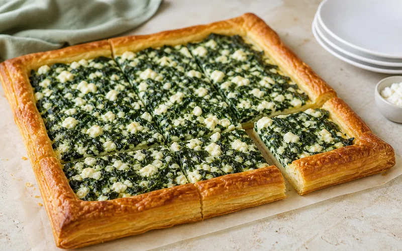 Spinach and feta puff pastry tart