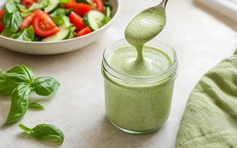 Creamy Greek yogurt basil dressing