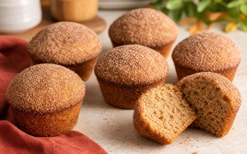 Apple cider donut muffins with cinnamon sugar