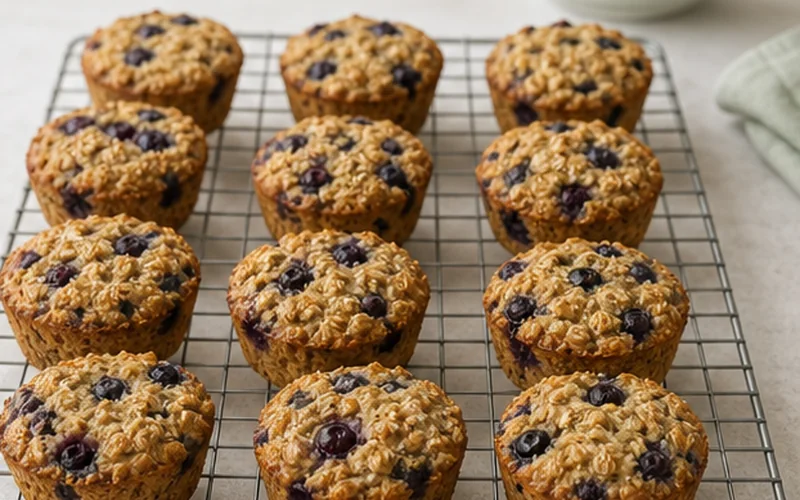 High-Fiber Blueberry Baked Oatmeal Cups