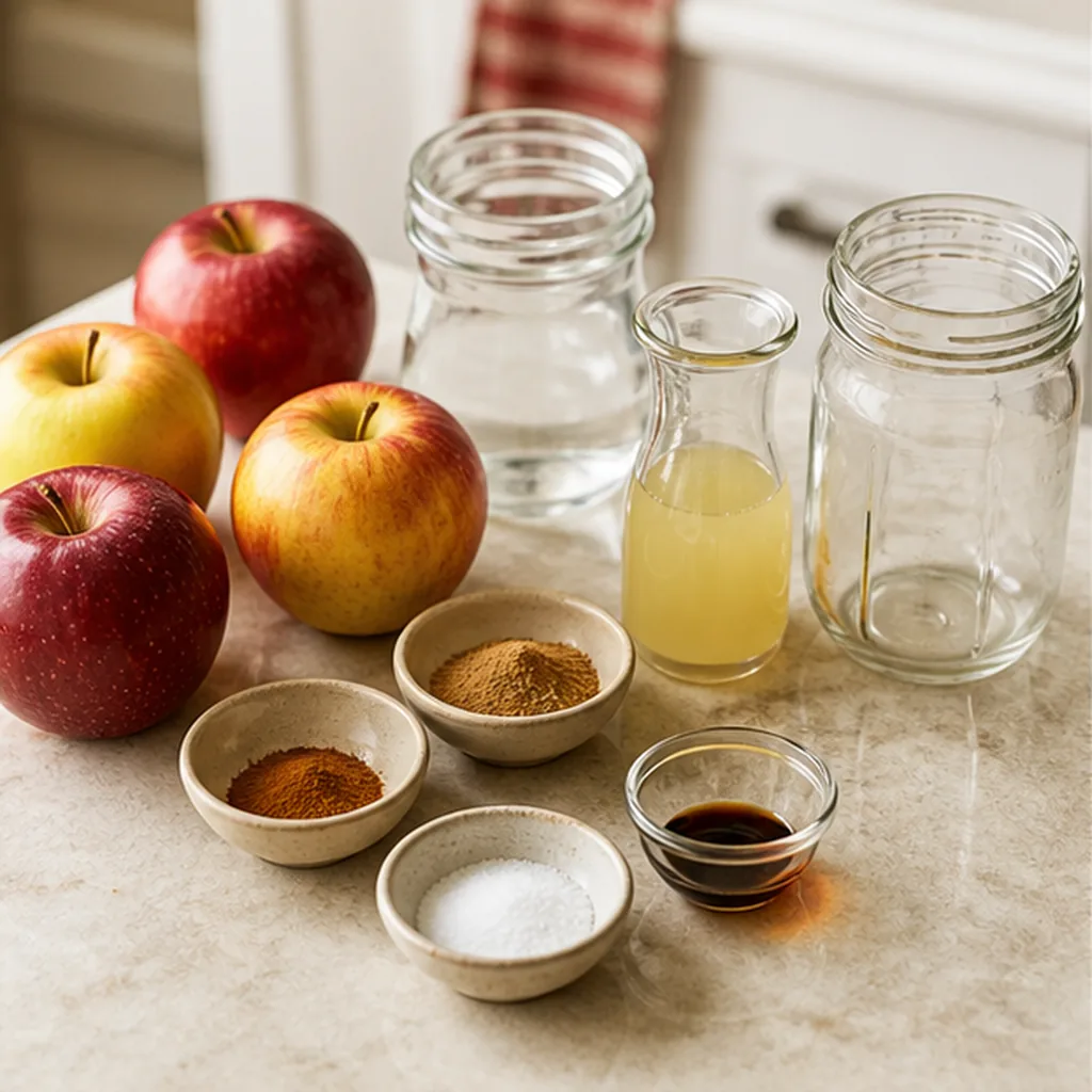 Ingredients for sugar-free apple pie jam