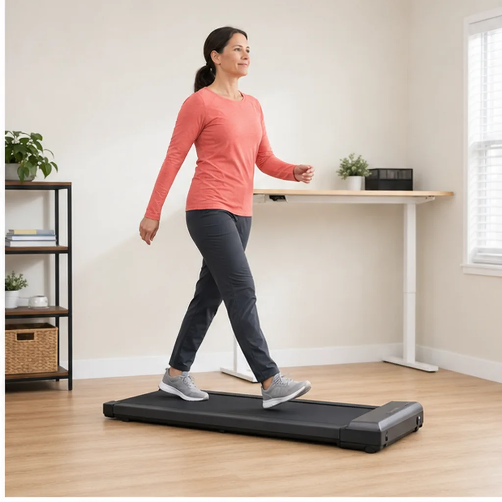 Beginner using a brisk easy walking pad pace