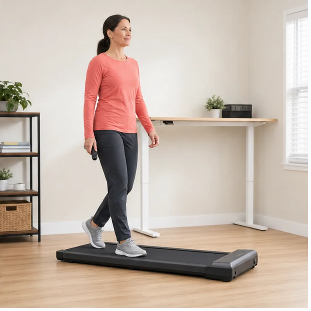 Beginner slowing the walking pad before stopping