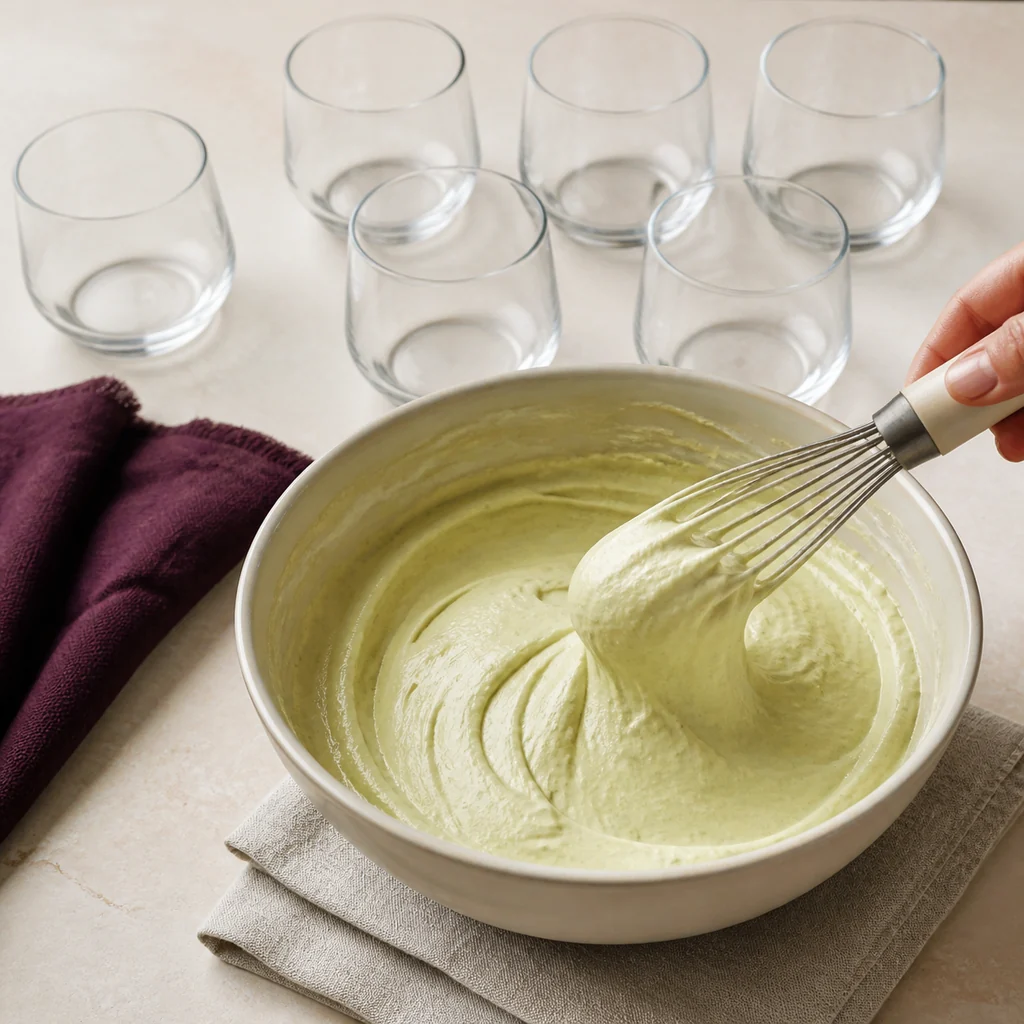 Thick pistachio mascarpone cream whisked to soft peaks.