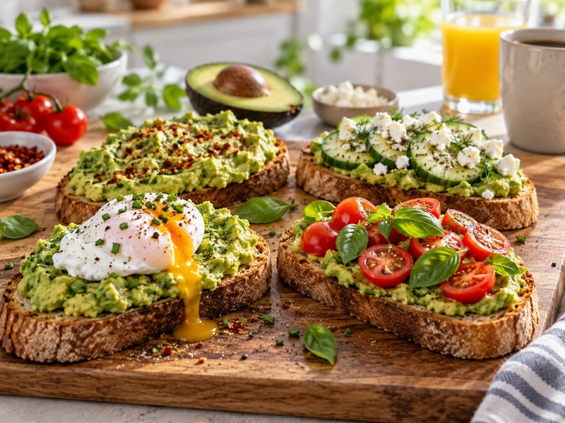Colorful avocado toast variations for busy mornings