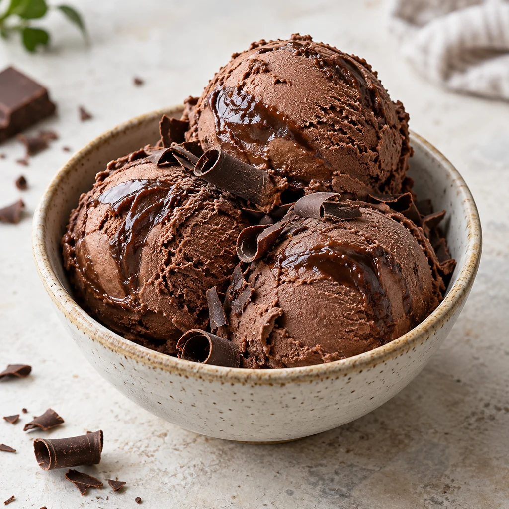 Homemade chocolate fudge no-churn ice cream